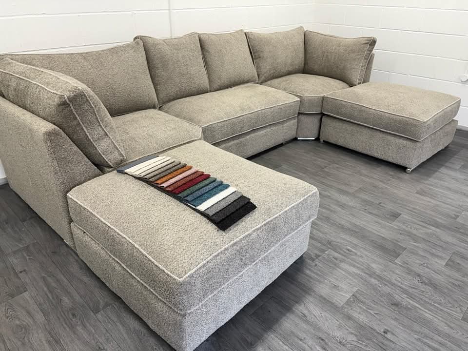 New Teddy Bear Fabric U-Shaped Sofa in Mink