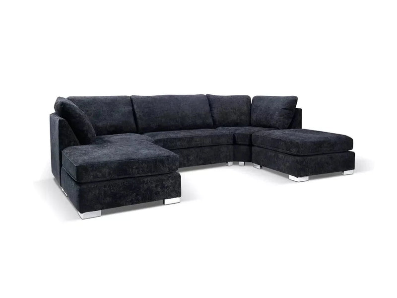 Bishop Large U Shape High Back  Sofa-Black